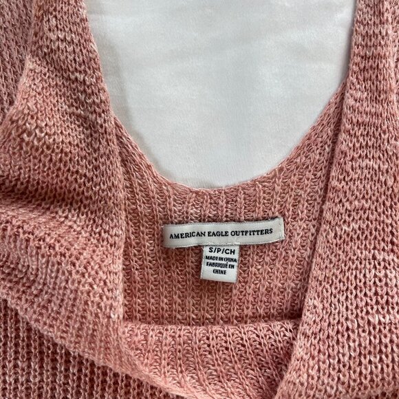 American Eagle Light Pink Tight Knit Flare Spaghetti Strap Tank Top | Size S - Picture 4 of 5